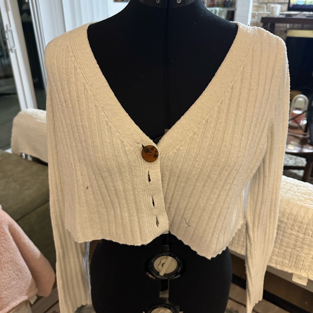 Urban Outfitters Cream V-Neck Cardigan